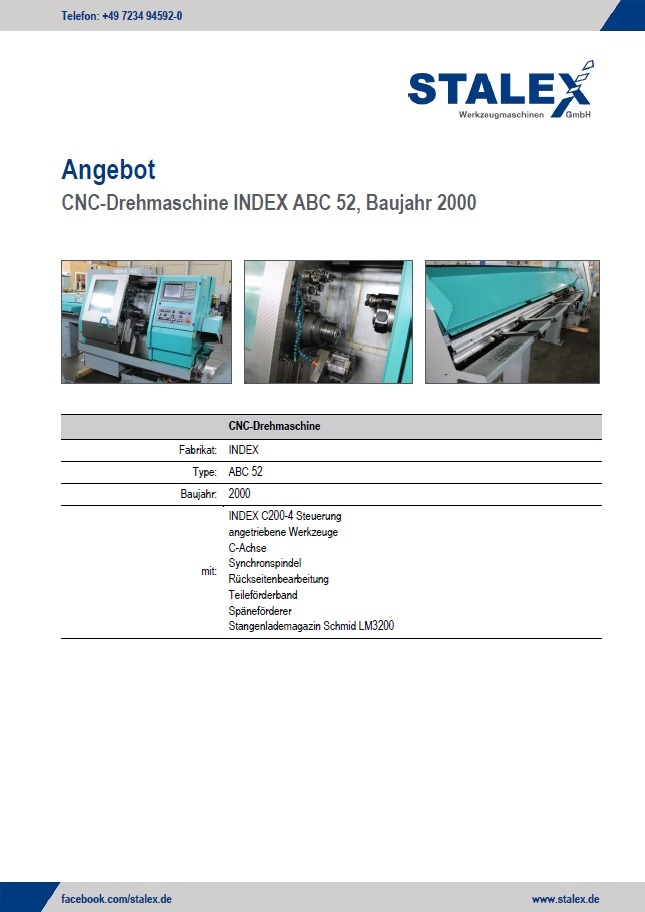 CNC-Drehmaschine INDEX ABC 52, Baujahr 2000