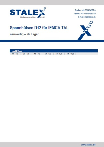 Spannhülsen D12 / SHIT12 für IEMCA TAL