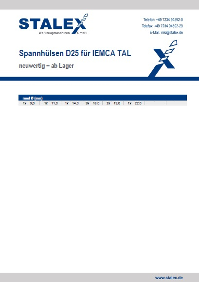 Spannhülsen D25 / SHIT25 für IEMCA TAL