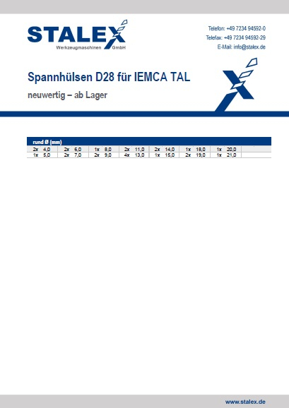 Spannhülsen D28 / SHIT28 für IEMCA TAL